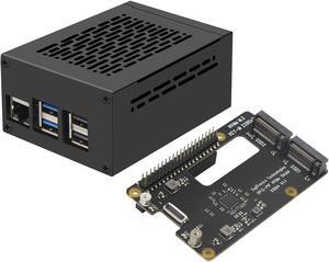 Geekworm X1004 PCIe to Dual M.2 HAT NVMe 2280 SSD PCIe Peripheral Board+Metal Case for Raspberry Pi 5