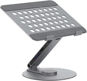ADAM elements USB-C Stand 360 / Docking Station- CASA HUB 360 USB-C 8-in-1 Aluminum Stand Hub for MacBook, iPad & USB-C Laptop series- USB-C Host, USB-C PD, USB-A x 2, HDMI, Audio, SD 3.0, microSD 3.0