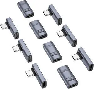 CableCreation 90 Degree USB C Adapter 10 Pack, Right Angle USB C Male to Female Adapter 40Gbps 240W Compatible with Steam Deck, ROG Ally, Switch, Notebook, PC, Tablet, Phone and More, Middle Angle