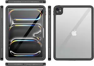 SaharaCase Oasis Series Waterproof Case for Apple iPad Pro 13-inch M4 (2024) - IP68 Water-Resistance Rating, Built-in Screen Protector, Clear Sound, Childproof Design - Scorpion Black