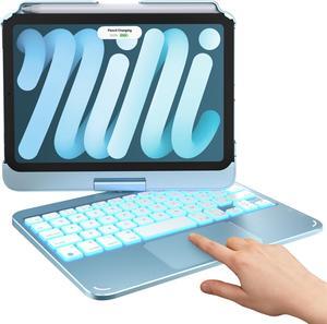 typecase Keyboard Case for iPad Mini 7 (2024) & Mini 6 (2021) - Wireless Case with Keyboard for iPad Mini 7th 6th Generation 8.3" - 10 Colors Backlit Keyboard Cover with Trackpad - Light Blue