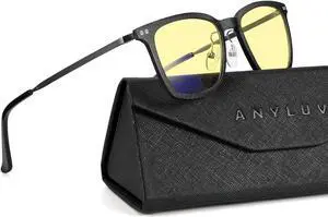 ANYLUV Mens Blue-Light-Glasses Blue-Light-Blocking Glasses: Lightweight Carbon Fibre Blue Light Glasses Men for Gaming Gift