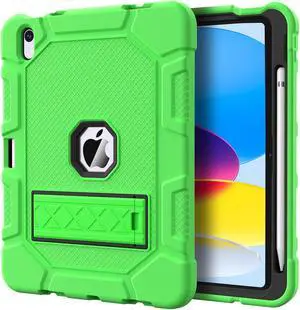 Azzsy Case for iPad 11-inch(A16) 2025/ iPad 10th Generation 10.9 Inch 2022, [Built-in Pencil Holder] Heavy Duty Shockproof Rugged Protective Case for iPad 11th/10th Generation,Green