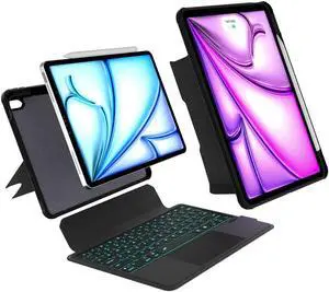 baaaq Keyboard Case Compatible for iPad 12.9 6th (2022)&12.9 5th (2021) & 4th (2020) & 3rd (2018) Gen, Magnetic Detachable Kickstand case with Bluetooth Backlit Trackpad Keyboard