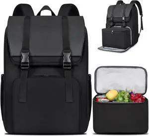 BERTASCHE Lunch Backpack, Laptop Backpack 15.6 inch w/Insulated Cooler Lunch box for Men Women, Vintage Work Backpack for College Business Commuter Travel