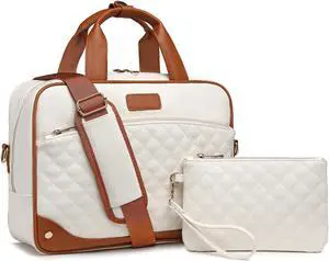 Boetru Leather Laptop Briefcase for Women 15.6 Inch Laptop Computer Bag Waterproof Large Shoulder Messenger Bag with Strap Business Office Work Bag with Clutch Purse