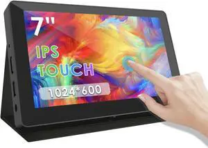 BOLEVIC 7inch Touch Screen Computer Monitor for Raspberry Pi, Portable IPS Monitor HDMI 1024 * 600 Touchscreen with Speakers, Second Monitor for Gaming Consoles/PC/Camera/Win OS