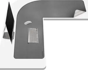Chihein L-Shaped Desk Pad, Corner Desk Mat (41.3"+ 41.3") x 12.99", Computer Office Mouse pad Writing Table Pad for Home Office - Gray/White