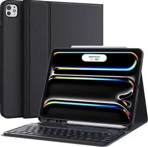 CHESONA for iPad Pro 13 Inch Case 2024 with Keyboard, Magnetic Detachable Keyboard, Precise Cutouts Case with Pencil Holder, Multi-Viewing Angles, Wireless Folio Keyboard Case for iPad Pro 13'', Black