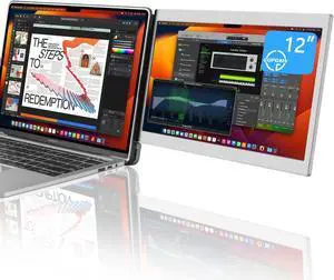 CopGain 12'' Portable Monitor for Laptop Screen Extender for 14.2'' MacBook, Designed for MacBook Screen Extender FHD 1080P IPS Display Plug and Play P1M