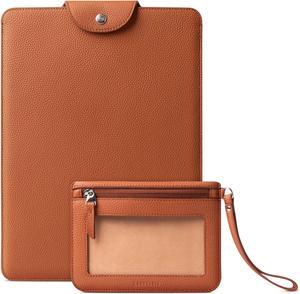 Comfyable Genuine Leather Laptop Sleeve 13 Inch with Accessory Pouch, Precisely Compatible with MacBook Air M4 M3 M2 M1 2025 & MacBook Pro M2 M1 2022, Brown