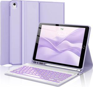 Keyboard Case for iPad 9th Generation 2021 10.2 inch, Folio Keyboard Cover with Pencil Holder, Detachable Wireless Keyboard with 7 Color Backlit for iPad 8th/7th Gen/iPad Pro 10.5"/iPad Air 3rd Gen