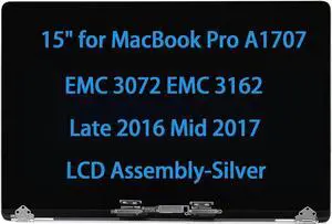 Daplinno 15" Screen Replacement for MacBook Pro A1707 EMC 3072 EMC 3162 Late 2016 Mid 2017 LCD Display Assembly 661-06375 661-08030 (Silver)