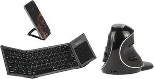 DeLUX Wireless Foldable Keyboard and Ergonomic Vertical Mouse Combo