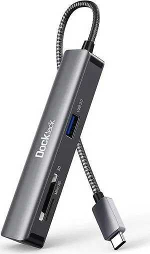 Dockteck USB C Hub, 5 in 1 USBC Hub Multiport Adapter with 4K HDMI, 2 USB A 5Gbps Data Ports, MicroSD and SD Card Reader, for MacBook Pro, MacBook Air, iPad Pro, Microsoft Surface Pro, and More