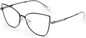 Dollger Blue Light Glasses for Woman Trendy Cat Eye Glasses Metal Frame Computer Bluelight Blocker Eyewear Black