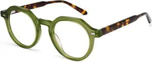 Dollger Blue Light Blocking Glasses For Woman Men, Fashion Thick Frame Round Anti Eyestrain & UV Glare Len, For Computer Work Gaming, Green Framed Leopard Print Legs