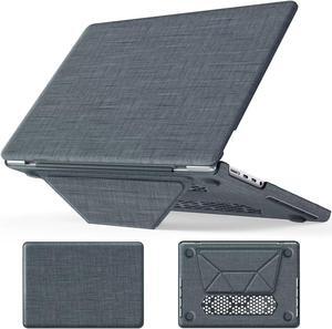 DONGKE for M4 MacBook Pro 14 Inch Case M3 M2 M1 Pro/Max 2024 2023 2021 (Model: A3112 A3401 A3185 A2918 A2992 A2779 A2442), Durable Fabric & PC Protective Cover with Magnetic Stand - Grey