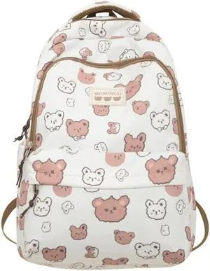 Eaokwfp Kawaii Backpack with Cute Accessories, Tote Bag Cartoon Graphic Laptop Backpack, Large Capacity Casual Travel Daypack (Bear Backpack)