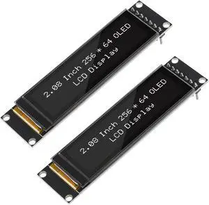 DWEII 2PCS 2.08" SH1122 256x64 OLED Display Module 2.08 Inch 256 * 64 OLED LCD Display SPI 7 Pin 4 Wires