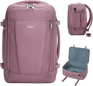 ECOHUB 17'' Travel Backpack, Personal Item Backpack with 13 Pockets, Flight Approved Carry on Backpack with USB Port & Luggage Sleeve, Travel bag for Women, Water Resistant Backpack, Pink