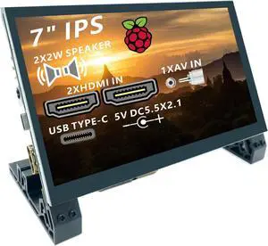 ElecLab 7 Inch 1024x600 IPS HDMI Touchscreen LCD Display Monitor Speaker Case for Raspbery Pi
