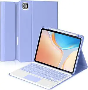 Eisuiyi Keyboard Case for iPad Pro 11" M4 2024, Detachable Touchpad BT Keyboard, Magentic Protective Cover with Pencil Holder, Full Protection, Purple