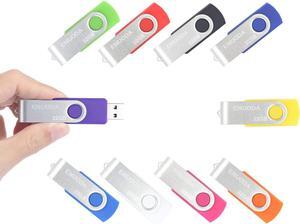 ENUODA 32GB USB Flash Drive 10 Pack 32GB Thumb Drives Swivel Design USB 2.0 Memory Stick Jump Drive Pen Drive for Storage and Backup (10 Colors)