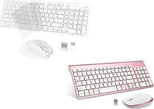 Wireless Keyboard and Mouse -Ergonomics Slim Silent Keyboard Mouse Combo - Compact Size with Number Pad for Windows and macOS,PC/Computer/Laptop/Tablet