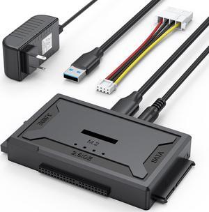 FEMORO Hard Drive Reader 4-in-1, M.2 SATA IDE to USB Docking Station with Power Adapter, 10Gbps NVME Dock, Computer Ultra Data Recovery Kit for Internal M.2 2.5" 3.5" PATA HDD SSD Blu-ray Drive