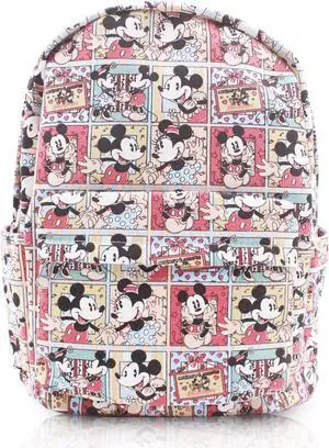 Mickey Minnie Comic Style Canvas Backpack Casual Daypack with 15 in Laptop Storage Compartment
