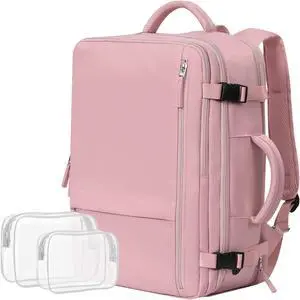 Getravel Travel Backpack For Women, Carry On Backpack Airline Approved, 17 Inch Laptop Backpack, Waterproof Outdoor Sports Casual Bussiness Daypack, Hiking Backpack (Pink)