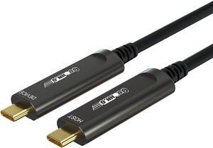 GeoHN.G USB C to C Fiber Optic Cable 15M/50FT, USB 3.2 10Gbps Long Distance Data Transfer USB C Extension Cable for VR, Camera, Mini PC, Laptop, Webcam, Printer and More