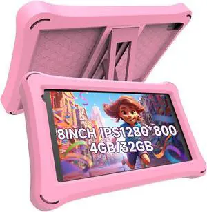 Kids Tablet 8 inch Toddler Tablet Android Kids Tablet 4GB RAM 32GB ROM 8 inch IPS Touchscreen 1280x800, Iwawa and Parental Controls Kids Tablet , WiFi, Dual Camera, Bluetooth, Shockproof Case