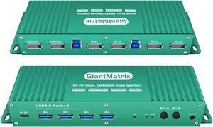 Displayport kvm Switch 2 Monitors 2 Computers 4K 165Hz kvm Switch 2 Monitors 2 Computers Display Port 1440P 120Hz 144Hz 165Hz 175Hz 240hz kvm Switch displayport Dual Monitors FreeSync G-SYNC GM