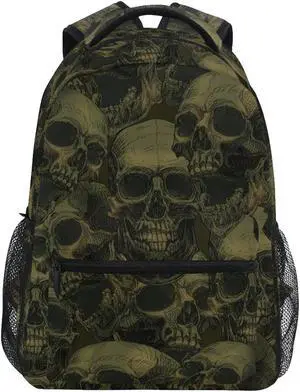 ALAZA Scary Retro Skull Backpack for Women Men,Travel Casual Daypack College Bookbag Laptop Bag Work Business Shoulder Bag Fit for 14 Inch Laptop