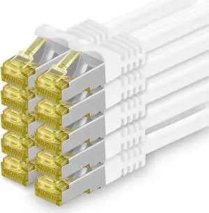 1aTTack.de 10x 6.5 FT - CAT.7 SFTP (Y) Ethernet Cable LAN Patch Cat 7 Internet Rj45 Plug 10Gbit/s (2,0 Meter) White