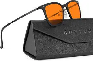 ANYLUV Mens Blue-Light-Glasses Blue-Light-Blocking Glasses: Lightweight Carbon Fibre Blue Light Glasses Men for Gaming Gift
