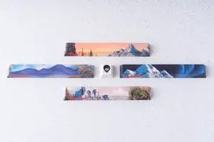 Official Bob Ross Panoramic Scenic Spacebars & Bob Ross Keycap - 6.25u and R1 1u MX Compatible