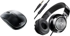 Save 15% on Silent Wireless Mouse & Artix CL750 Wired Headphones Set - Cordless Mouse USB, Quiet Click, 3 DPI Levels & Noise Isolating Headphones with Mic, Perfect for Travel, School