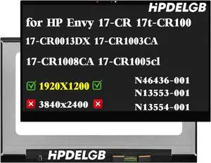 HPDELGB N46436-001 N13553-001 N13554-001 Replacement for HP Envy 17-CR 17t-cr100 17T-CR0000 17-CR0013DX 17-CR1003CA 17-CR1008CA 17-cr1005cl 1920x1080 FHD IPS LCD Touch Screen Digitizer Assembly