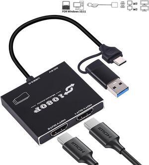 AMANKA USB 3.0 or USB C to HDMI Adapter for Dual Monitors, Type C to HDMI Converter for MacBook, USB A/C to HDMI Splitter Extended Display 1080p Output for Mac and Windows