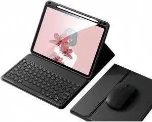 kaidisen Keyboard Case Compatible with iPad Pro 13 inch M4 2024 Case with Keyboard and Bluetooth Mouse, Detachable Candy Color Keyboard Cover Round Key,Black
