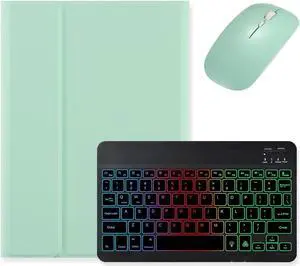 kaidisen Backlit Keyboard for Samsung Galaxy Tab S6 Lite 10.4 inch 2024 2022 2020 Keyboard Case with Mouse, Detachable Backlight Color Keyboard Case,Mint Green+Black