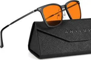 ANYLUV Mens Blue-Light-Glasses Blue-Light-Blocking Glasses: Lightweight Carbon Fibre Blue Light Glasses Men for Gaming Gift