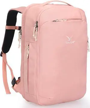 Hynes Eagle TSA Friendly Travel Backpack for Men Women Carry on Backpack 40L Flight Approved Laptop Backpack for 17 inches Compressible Weekender Bag Overnight Backpack Pink