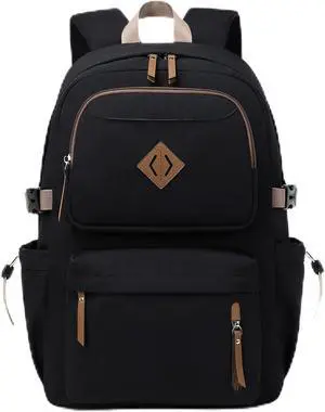 AO ALI VICTORY Black Backpacks for Women Men,Casual School Backpack Teen Boys and Girls 15.6 Inch Laptop Bookbag for College High School Travel Business