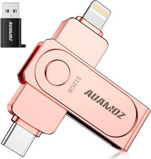 AUAMOZ Flash Drives 512GB Intended for iPhone iPad, Memory Stick Storage for Photos and Videos Backup, Compatible with iPhone iPad Android and Computers (Rose Gold)
