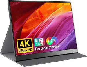 Anyuse 4K Portable Monitor 15.6" 3840x2160 UHD USB-C HDMI Laptop Monitor, 100% RGB IPS Computer Gaming Display HDR Travel Monitor w/Speakers & Smart Cover for Laptop Xbox PS5 Switch PC Phone