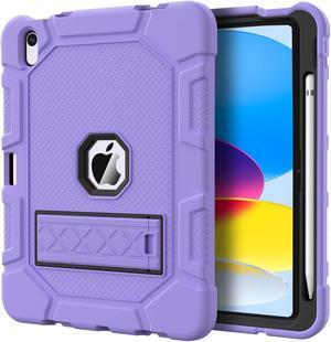Azzsy Case for iPad 11-inch(A16) 2025/ iPad 10th Generation 10.9 Inch 2022, [Built-in Pencil Holder] Heavy Duty Shockproof Rugged Protective Case for iPad 11th/10th Generation, Light Purple